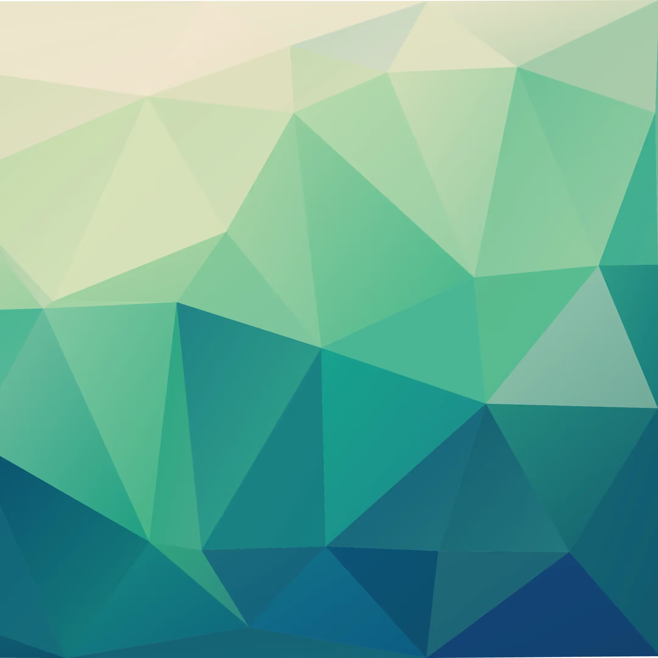 geometric polygon background in blues, greens, and teals.